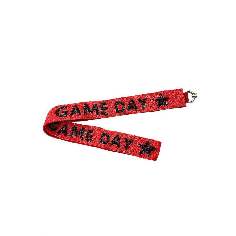 NEW TREASURE JEWELS women's game day beaded bag strap in red and black